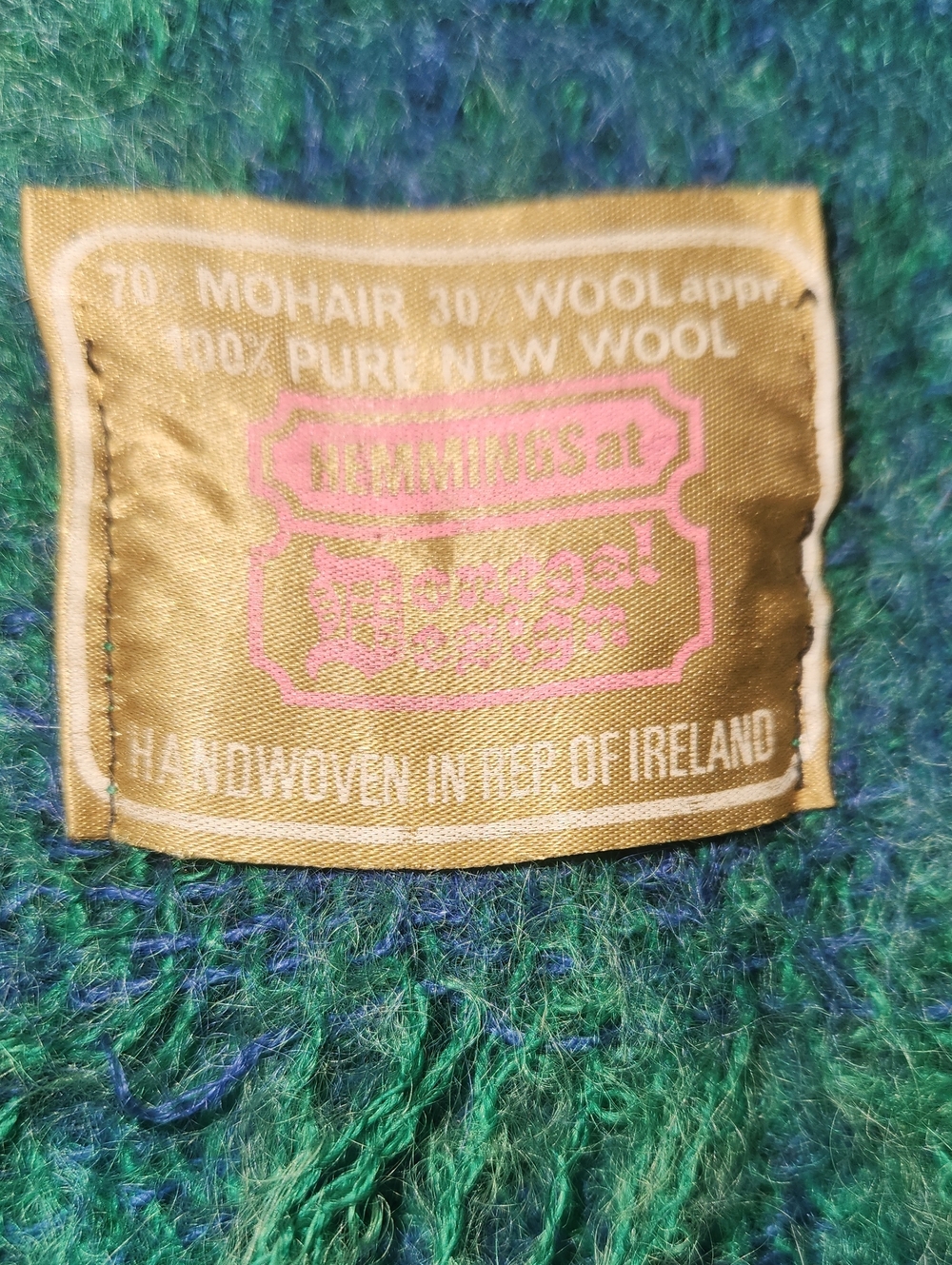 Green & Blue Mohair Blend Sweater with Woven Label